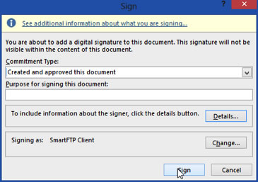 how to add a signature to excel