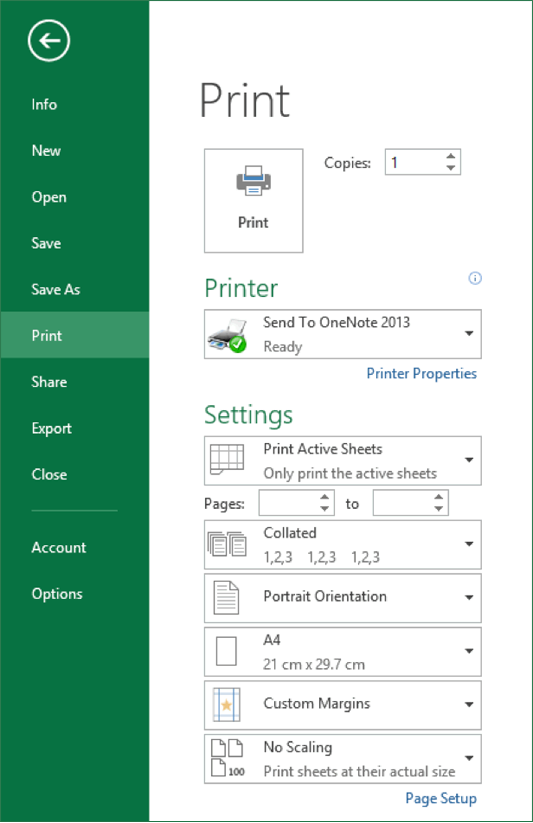 printing worksheets and exiting excel training connection