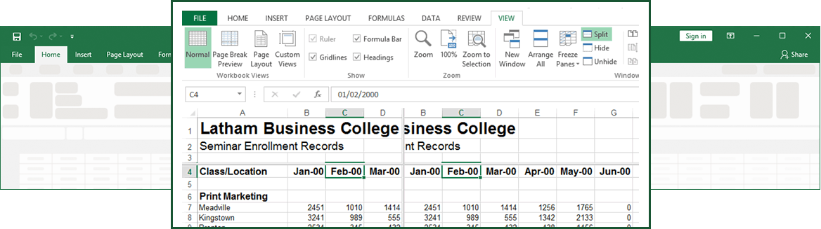 how to put a freeze frame in excel