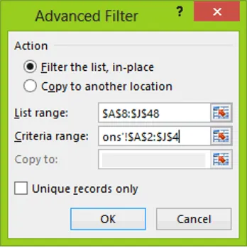 Figure 1-17: The Advanced Filter Dialog Box