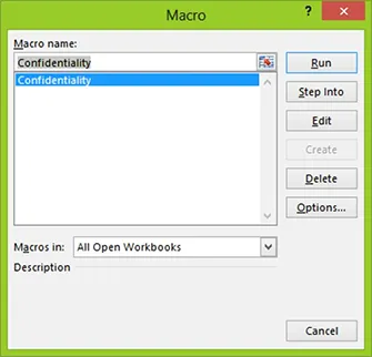 Figure 2-5: The Macro Dialog Box