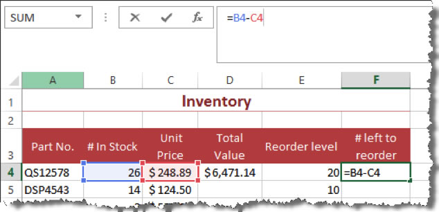 Cell References in the Current Formula