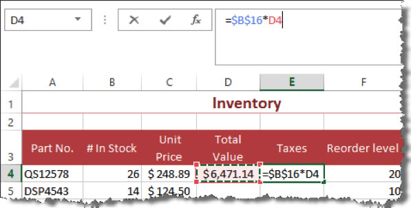 Copying a formula that contains an absolute reference