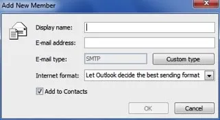 Add new member dialog box