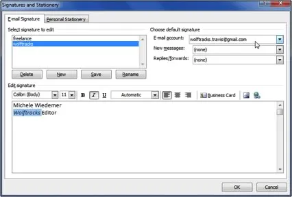 Automatic signatures in Outlook