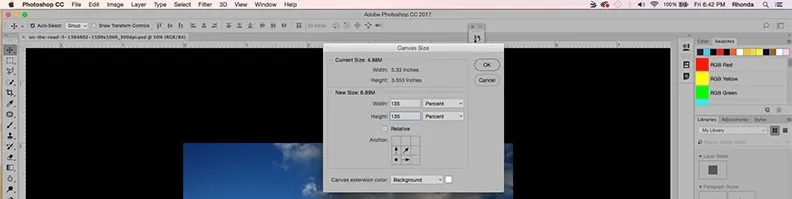 Image Menu > Canvas Size