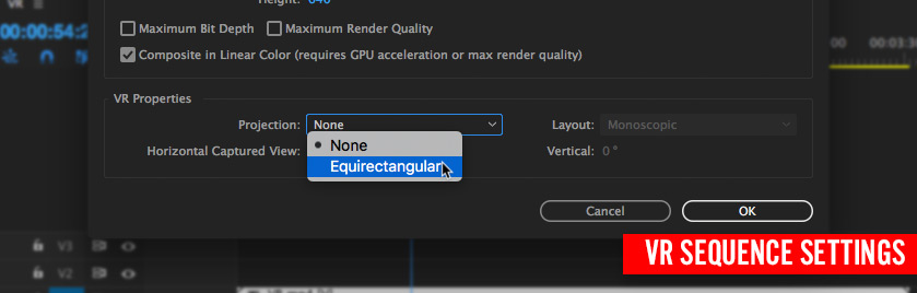 VR Sequence settings