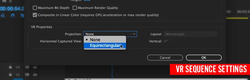 VR Sequence settings