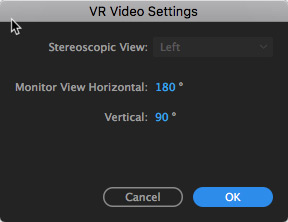 VR Video Settings