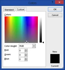 custom colors dialog box