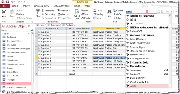 change text in access for mac in form view