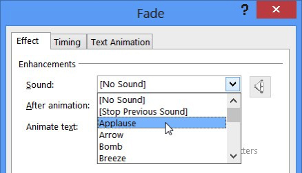 change sound in control dialog