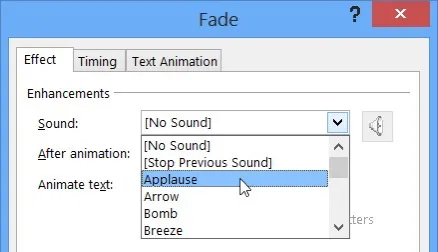 change sound in control dialog