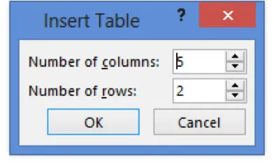 Insert Table Dialog