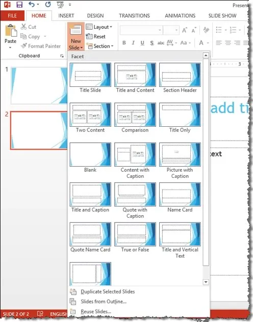 New Slide Tool - Microsoft PowerPoint
