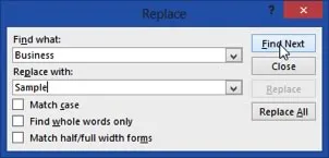 Replacement dialogue box