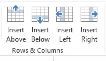 PowerPoint 2013 Insert Rows & Columns Group
