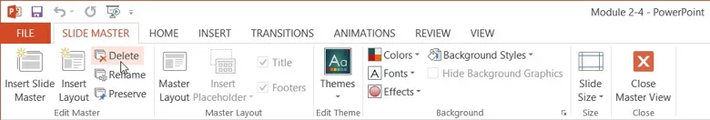 Click Delete Under Slide Master