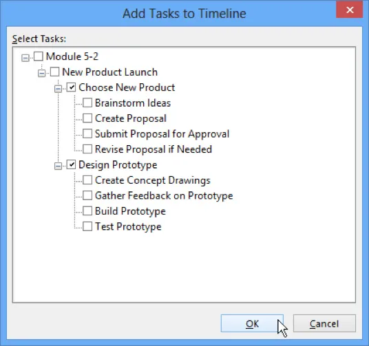 add tasks to timeline checkbox