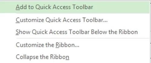 Adding commands to the Quick Access Toolbar