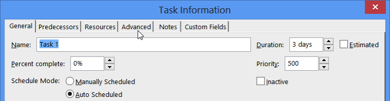 click advance tab