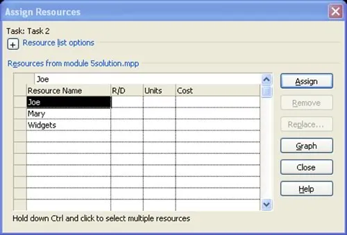 Assign Resources Dialog Box