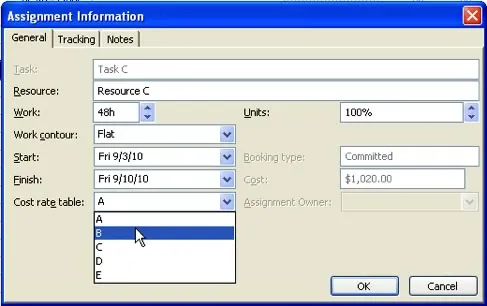 Assignment Information Dialog box