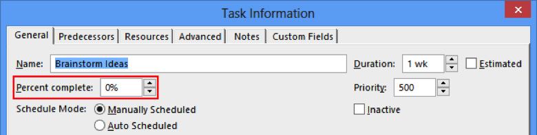 percentage complete in dialog box