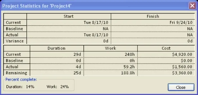 Project statistics