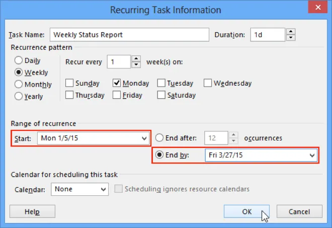 range of recurrence