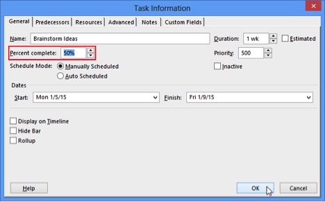 selecting percentage value in dialog box