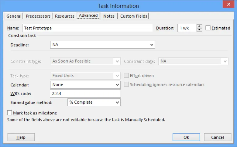 setting deadline in task information