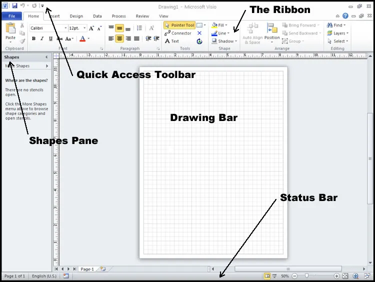 MS Visio Screen Interface