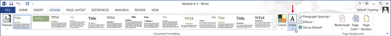 Changing font schemes in microsoft word training connection