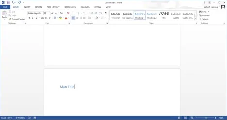 adding a main title in Word