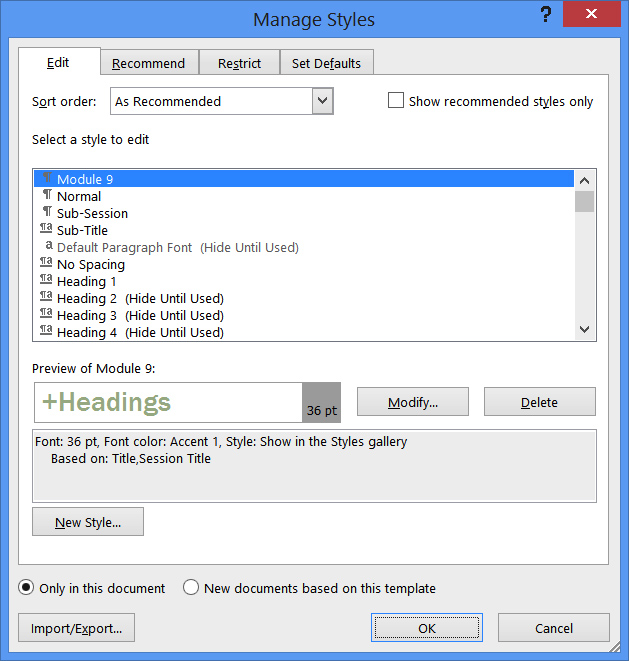 Managing Styles in Microsoft Word Training Connection