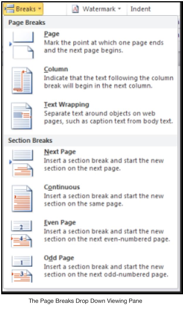 insert page break in word and change page size