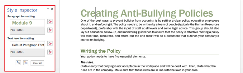 how to create own style pane in word