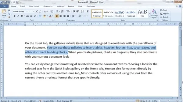 Selecting Text in Word