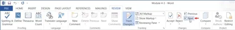 reviewing tracked changes in Word